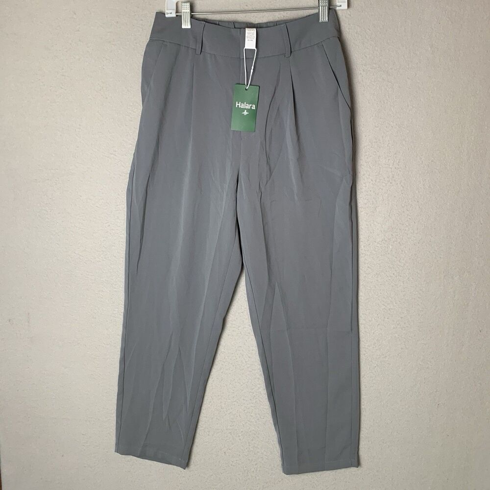 Halara Pants Women Medium Gray Flex High Waisted Pocket Work Tapered Career